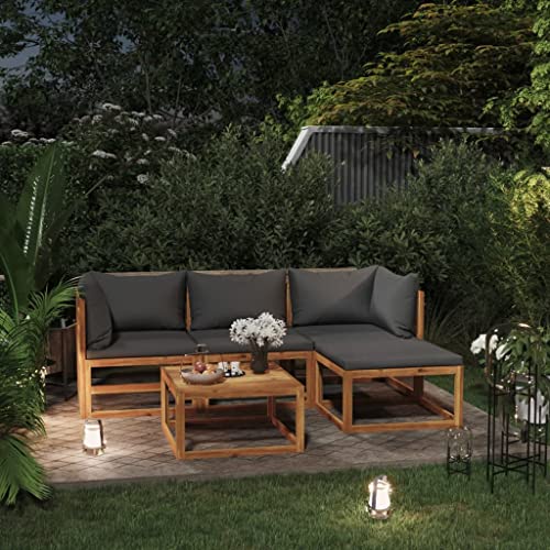 INLIFE 5-TLG. Garten-Lounge-Set mit Kissen Massivholz Akazie,Möbel,Gartenmöbel,Gartenmöbel-Sets,Braun,50 KG,3098667 von INLIFE
