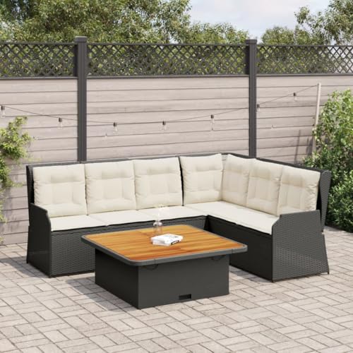 INLIFE 5-TLG. Garten-Lounge-Set mit Kissen Schwarz Poly Rattan,Möbel,Gartenmöbel,Gartenmöbel-Sets,Schwarz,76.2 KG,3262615 von INLIFE