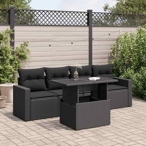 INLIFE 5-TLG. Garten-Sofagarnitur mit Kissen Schwarz Poly Rattan,Möbel,Gartenmöbel,Gartenmöbel-Sets,Schwarz,50 KG,3326236 INLIFE 5-TLG. Garten-Sofagarnitur mit Kissen Schwarz Poly Rattan,Möbel,Gartenmöbel,Gartenmöbel-Sets,Schwarz,50 KG,3326236 von INLIFE