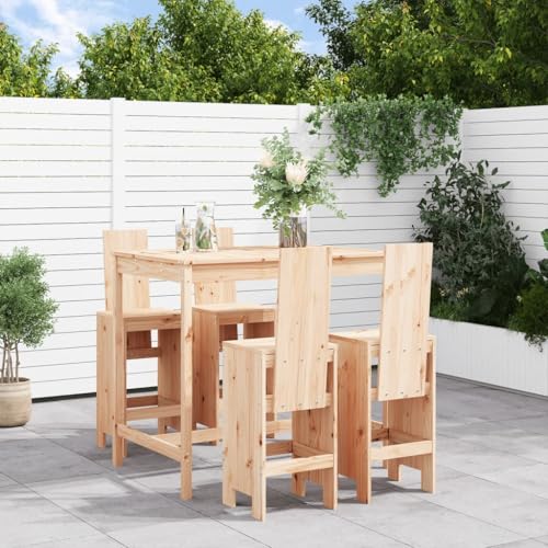 INLIFE 5-TLG. Gartenbar-Set Massivholz Kiefer,Möbel,Gartenmöbel,Gartenmöbel-Sets,Braun,56.7 KG,3157775 von INLIFE