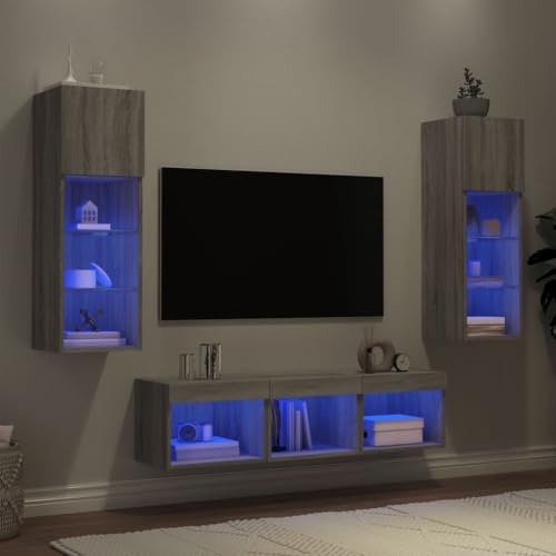 INLIFE 5-TLG. Wohnwand mit LED-Beleuchtung Grau Sonoma Holzwerkstoff,Möbel,TV-Möbel,Grau,43.36 KG,3216602 INLIFE 5-TLG. Wohnwand mit LED-Beleuchtung Grau Sonoma Holzwerkstoff,Möbel,TV-Möbel,Grau,43.36 KG,3216602 von INLIFE