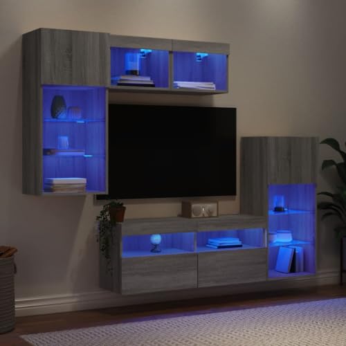 INLIFE 5-TLG. Wohnwand mit LED-Beleuchtung Grau Sonoma Holzwerkstoff,Möbel,TV-Möbel,Grau,79.13 KG,3216730 INLIFE 5-TLG. Wohnwand mit LED-Beleuchtung Grau Sonoma Holzwerkstoff,Möbel,TV-Möbel,Grau,79.13 KG,3216730 von INLIFE