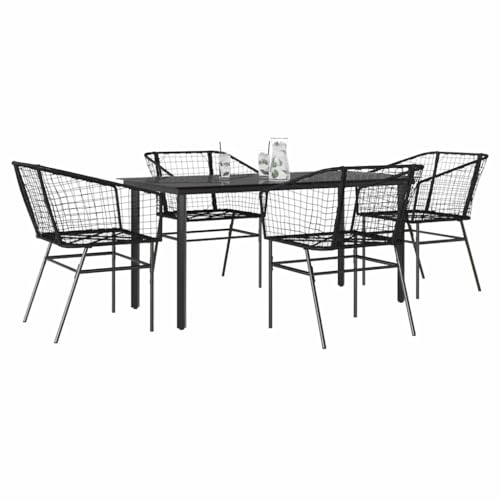 INLIFE 5-teiliges Garten-Esszimmerset aus schwarzem Polyrattanglas,Möbel,Gartenmöbel,Gartenmöbel-Sets,Schwarz,45.55 KG,3334586 von INLIFE