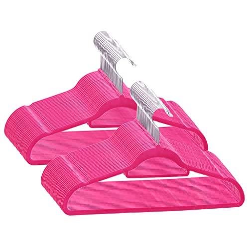 INLIFE 50 STK. Kleiderbügel-Set Anti-Rutsch Rosa Samt,4.35kg,289924 von INLIFE