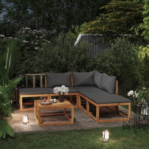 INLIFE 6-TLG. Garten-Lounge-Set mit Kissen Massivholz Akazie,Möbel,Gartenmöbel,Gartenmöbel-Sets,Braun,57.4 KG,3098663 von INLIFE