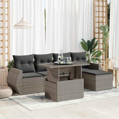 INLIFE 6-TLG. Garten-Sofagarnitur mit Kissen Grau Poly Rattan,Möbel,Gartenmöbel,Gartenmöbel-Sets,Grau,60 KG,3326621 INLIFE 6-TLG. Garten-Sofagarnitur mit Kissen Grau Poly Rattan,Möbel,Gartenmöbel,Gartenmöbel-Sets,Grau,60 KG,3326621 von INLIFE