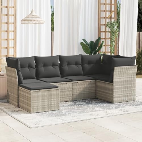 INLIFE 6-TLG. Garten-Sofagarnitur mit Kissen Hellgrau Poly Rattan,Möbel,Gartenmöbel,Gartenmöbel-Sets,Grau,50 KG,3217952 INLIFE 6-TLG. Garten-Sofagarnitur mit Kissen Hellgrau Poly Rattan,Möbel,Gartenmöbel,Gartenmöbel-Sets,Grau,50 KG,3217952 von INLIFE