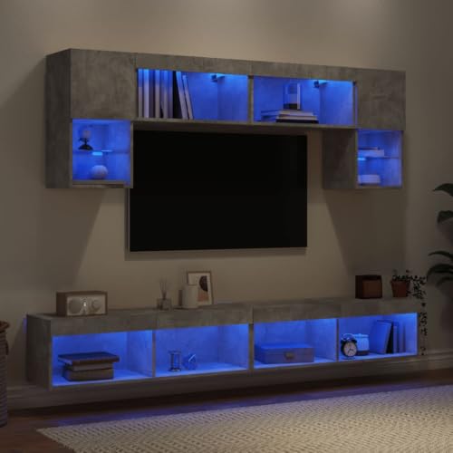 INLIFE 6-TLG. Wohnwand mit LED-Beleuchtung Betongrau Holzwerkstoff,Möbel,TV-Möbel,Grau,57.75 KG,3216707 INLIFE 6-TLG. Wohnwand mit LED-Beleuchtung Betongrau Holzwerkstoff,Möbel,TV-Möbel,Grau,57.75 KG,3216707 von INLIFE