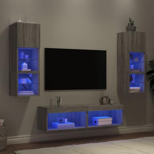 INLIFE 6-TLG. Wohnwand mit LED-Beleuchtung Grau Sonoma Holzwerkstoff,Möbel,TV-Möbel,Grau,45.93 KG,3216620 INLIFE 6-TLG. Wohnwand mit LED-Beleuchtung Grau Sonoma Holzwerkstoff,Möbel,TV-Möbel,Grau,45.93 KG,3216620 von INLIFE