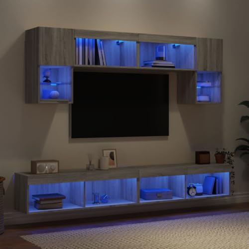 INLIFE 6-TLG. Wohnwand mit LED-Beleuchtung Grau Sonoma Holzwerkstoff,Möbel,TV-Möbel,Grau,57.75 KG,3216709 INLIFE 6-TLG. Wohnwand mit LED-Beleuchtung Grau Sonoma Holzwerkstoff,Möbel,TV-Möbel,Grau,57.75 KG,3216709 von INLIFE