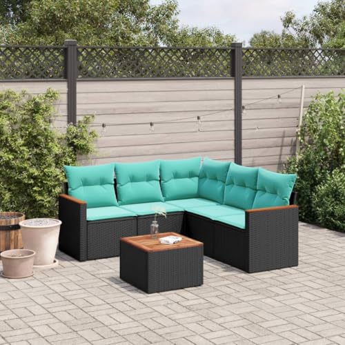 INLIFE 6-teiliges Gartensofa-Set mit Kissen, schwarzes Polyrattan,Möbel,Gartenmöbel,Gartenmöbel-Sets,Black and Blue,50 KG,3225966 INLIFE 6-teiliges Gartensofa-Set mit Kissen, schwarzes Polyrattan,Möbel,Gartenmöbel,Gartenmöbel-Sets,Black and Blue,50 KG,3225966 von INLIFE