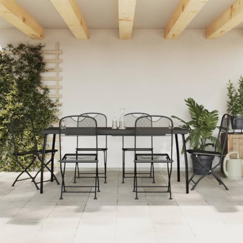 INLIFE 7-TLG. Garten-Essgruppe Anthrazit Streckgitter,Möbel,Gartenmöbel,Gartenmöbel-Sets,Anthrazit,47.35 KG,3211814 von INLIFE