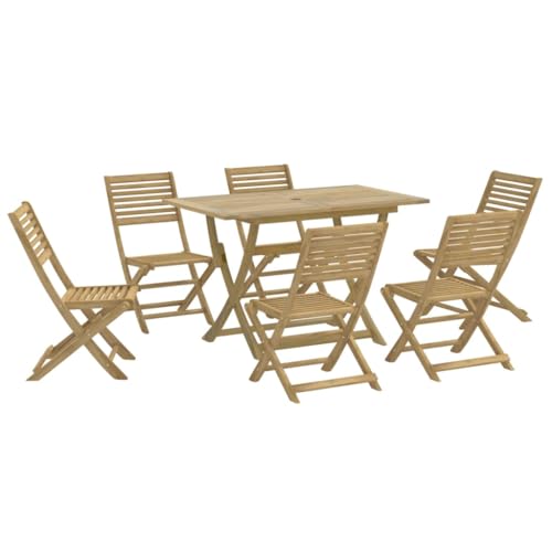INLIFE 7-TLG. Garten-Essgruppe Massivholz Akazie,Möbel,Gartenmöbel,Gartenmöbel-Sets,Braun,48.4 KG,3295002 von INLIFE