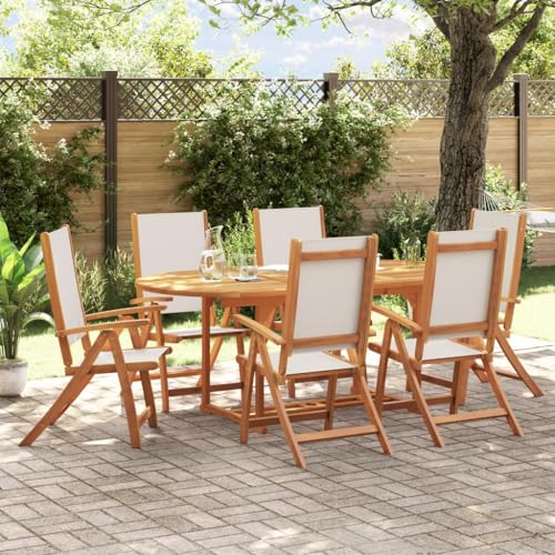 INLIFE 7-TLG. Garten-Essgruppe Massivholz Akazie und Textilene,Möbel,Gartenmöbel,Gartenmöbel-Sets,Braun,72.2 KG,3279287 von INLIFE