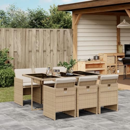 INLIFE 7-TLG. Garten-Essgruppe mit Kissen Beige Poly Rattan,Möbel,Gartenmöbel,Gartenmöbel-Sets,Beige,77.52 KG,3210550 INLIFE 7-TLG. Garten-Essgruppe mit Kissen Beige Poly Rattan,Möbel,Gartenmöbel,Gartenmöbel-Sets,Beige,77.52 KG,3210550 von INLIFE