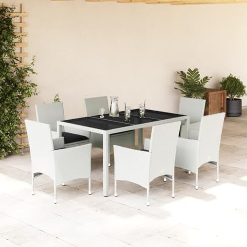 INLIFE 7-TLG. Garten-Essgruppe mit Kissen Weiß Poly Rattan und Glas,Möbel,Gartenmöbel,Gartenmöbel-Sets,Weiß,63.8 KG,3278582 INLIFE 7-TLG. Garten-Essgruppe mit Kissen Weiß Poly Rattan und Glas,Möbel,Gartenmöbel,Gartenmöbel-Sets,Weiß,63.8 KG,3278582 von INLIFE
