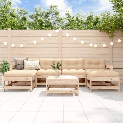 INLIFE 7-TLG. Garten-Lounge-Set Massivholz Kiefer,Möbel,Gartenmöbel,Gartenmöbel-Sets,Braun,57.8 KG,3186389 von INLIFE