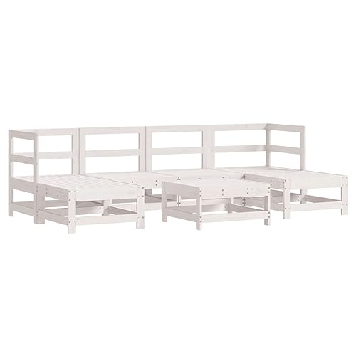 INLIFE 7-TLG. Garten-Lounge-Set Weiß Massivholz Kiefer,Möbel,Gartenmöbel,Gartenmöbel-Sets,Weiß,59.32 KG,3186362 von INLIFE