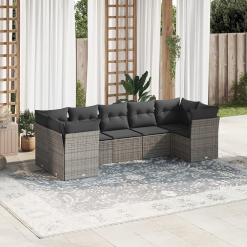 INLIFE 7-TLG. Garten-Sofagarnitur mit Kissen Grau Poly Rattan,Möbel,Gartenmöbel,Gartenmöbel-Sets,Grau,60 KG,3218120 INLIFE 7-TLG. Garten-Sofagarnitur mit Kissen Grau Poly Rattan,Möbel,Gartenmöbel,Gartenmöbel-Sets,Grau,60 KG,3218120 von INLIFE