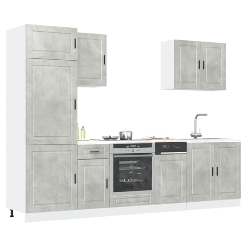 INLIFE 7-TLG. Küchenschrank-Set Porto Betongrau Holzwerkstoff,Möbel,Schränke,Küchenschränke,Grau,157.29 KG,3314785 von INLIFE