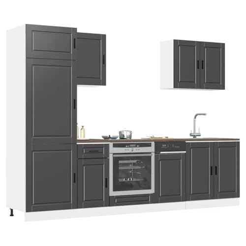 INLIFE 7-TLG. Küchenschrank-Set Porto Schwarz Holzwerkstoff,Möbel,Schränke,Küchenschränke,Schwarz,157.23 KG,3314782 von INLIFE