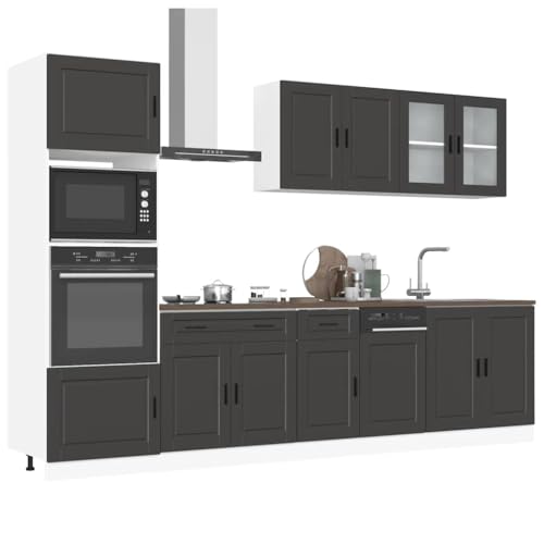 INLIFE 7-TLG. Küchenschrank-Set Porto Schwarz Holzwerkstoff,Möbel,Schränke,Küchenschränke,Schwarz,169.73 KG,3314752 von INLIFE