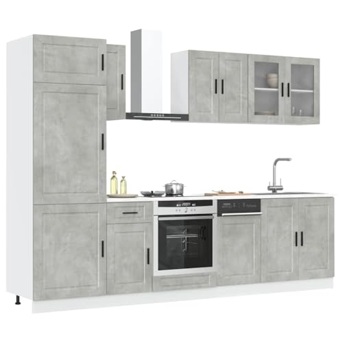 INLIFE 8-TLG. Küchenschrank-Set Kalmar Betongrau Holzwerkstoff,Möbel,Schränke,Küchenschränke,Grau,167.7 KG,3314815 von INLIFE