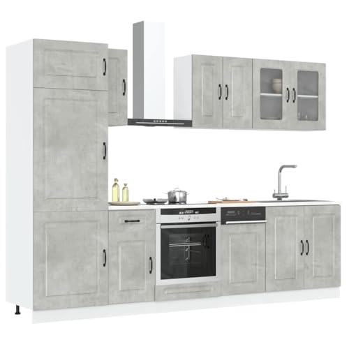 INLIFE 8-TLG. Küchenschrank-Set Kalmar Betongrau Holzwerkstoff,Möbel,Schränke,Küchenschränke,Grau,168.65 KG,3314795 von INLIFE