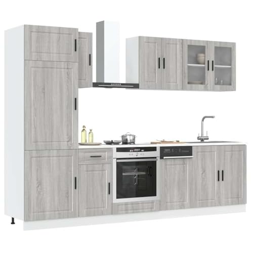INLIFE 8-TLG. Küchenschrank-Set Kalmar Grau Sonoma Holzwerkstoff,Möbel,Schränke,Küchenschränke,Grau,167.56 KG,3314817 von INLIFE