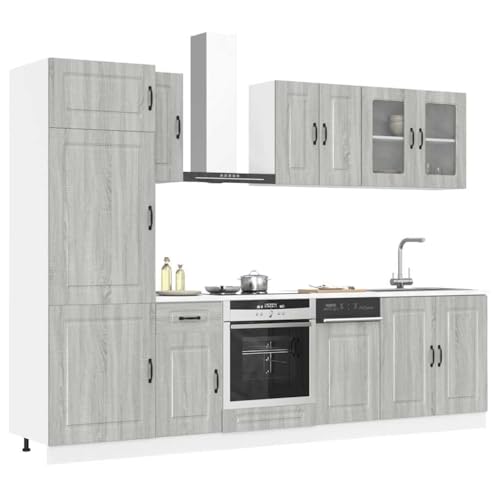 INLIFE 8-TLG. Küchenschrank-Set Kalmar Grau Sonoma Holzwerkstoff,Möbel,Schränke,Küchenschränke,Grau,168.3 KG,3314797 von INLIFE