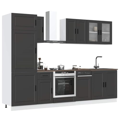 INLIFE 8-TLG. Küchenschrank-Set Porto Schwarz Holzwerkstoff,Möbel,Schränke,Küchenschränke,Schwarz,167.79 KG,3314812 von INLIFE