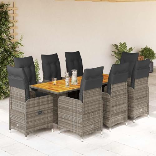 INLIFE 9-TLG. Garten-Bistro-Set mit Kissen Grau Poly Rattan,Möbel,Gartenmöbel,Gartenmöbel-Sets,Grau,101 KG,3277029 INLIFE 9-TLG. Garten-Bistro-Set mit Kissen Grau Poly Rattan,Möbel,Gartenmöbel,Gartenmöbel-Sets,Grau,101 KG,3277029 von INLIFE