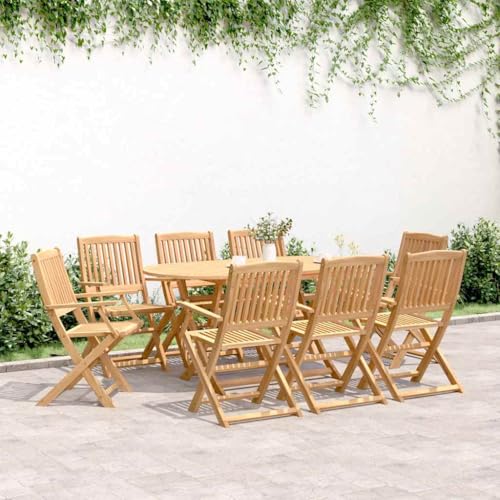 INLIFE 9-TLG. Garten-Essgruppe Massivholz Akazie,Möbel,Gartenmöbel,Gartenmöbel-Sets,Braun,69.4 KG,3214239 von INLIFE