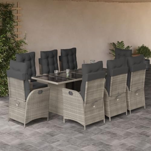 INLIFE 9-TLG. Garten-Essgruppe mit Kissen Hellgrau Poly Rattan,Möbel,Gartenmöbel,Gartenmöbel-Sets,Grau,110.2 KG,3213132 INLIFE 9-TLG. Garten-Essgruppe mit Kissen Hellgrau Poly Rattan,Möbel,Gartenmöbel,Gartenmöbel-Sets,Grau,110.2 KG,3213132 von INLIFE