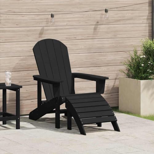 INLIFE Adirondack-Stuhl mit Kissen Schwarz 74 x 82 x 92 cm Plastik,Möbel,Gartenmöbel,Gartensitzmöbel,Gartenstühle,Schwarz,21.48 KG,42006631 von INLIFE