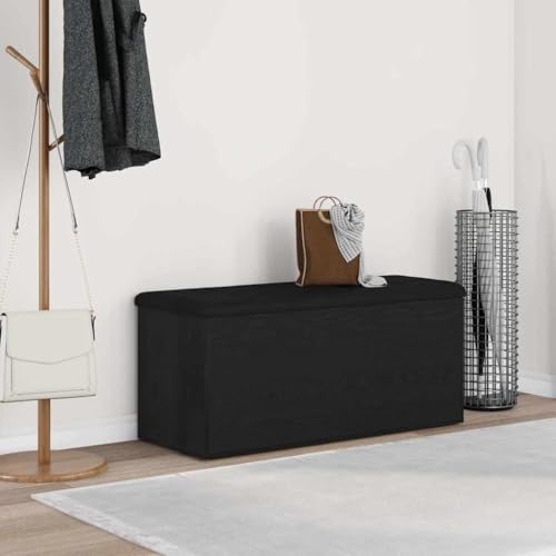INLIFE Aufbewahrungsbank Schwarze Eiche 102 x 42 x 45 cm Holzwerkstoff,Möbel,Sitzbänke,Truhen- & Flurbänke,Schwarz,22.75 KG,862985 von INLIFE