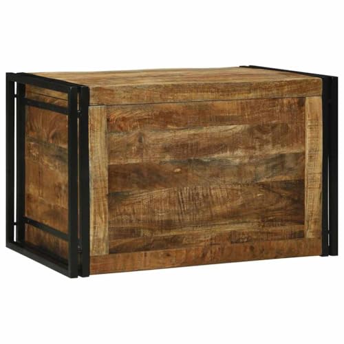 INLIFE Aufbewahrungsbox 80 x 50 x 50 cm Raues Mangoholz und Metall,Möbel,Schränke,Aufbewahrungstruhen,Braun,25.27 KG,4016745 von INLIFE