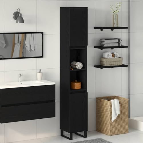 INLIFE Badezimmer Schrank mit Regal Schwarze Eiche 30 x 30 x 190 cm,Möbel,Schränke,Spiegel- & Waschbeckenunterschränke,Badezimmerwaschtische,Schwarz,23.9 KG,862883 INLIFE Badezimmer Schrank mit Regal Schwarze Eiche 30 x 30 x 190 cm,Möbel,Schränke,Spiegel- & Waschbeckenunterschränke,Badezimmerwaschtische,Schwarz,23.9 KG,862883 von INLIFE