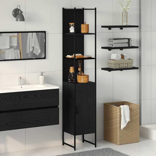 INLIFE Badezimmer Schrank mit Regal Schwarze Eiche 33 x 33 x 185.5 cm,Möbel,Schränke,Spiegel- & Waschbeckenunterschränke,Badezimmerwaschtische,Schwarz,21.85 KG,862240 INLIFE Badezimmer Schrank mit Regal Schwarze Eiche 33 x 33 x 185.5 cm,Möbel,Schränke,Spiegel- & Waschbeckenunterschränke,Badezimmerwaschtische,Schwarz,21.85 KG,862240 von INLIFE