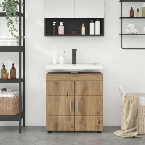 INLIFE Badezimmer Waschbecken Schrank mit Speicher Eiche handwerklich,Möbel,Schränke,Spiegel- & Waschbeckenunterschränke,Badezimmerwaschtische,Eiche handwerklich,17.1 KG,880330 von INLIFE