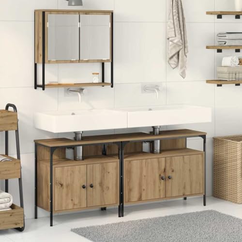 INLIFE Badezimmermöbel Set 3 pcs Braun 80 x 30 x 60 cm Holzwerkstoff,Möbel,Möbelgarnituren,Badezimmermöbel-Sets,Braun,44.2 KG,3334355 von INLIFE