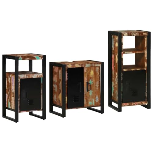 INLIFE Badezimmermöbel Set 3 pcs Mehrfarbig Massives recyceltes Holz,Möbel,Möbelgarnituren,Badezimmermöbel-Sets,Mehrfarbig,62.85 KG,3305623 von INLIFE