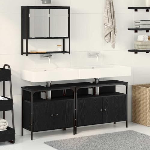 INLIFE Badezimmermöbel Set 3 pcs Schwarz 80 x 30 x 60 cm Holzwerkstoff,Möbel,Möbelgarnituren,Badezimmermöbel-Sets,Schwarz,44.3 KG,3334356 von INLIFE