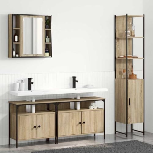 INLIFE Badezimmermöbel Set 4 pcs Sonoma Eiche 33 x 33 x 185.5 cm,Möbel,Möbelgarnituren,Badezimmermöbel-Sets,Braun,69.75 KG,3399393 von INLIFE