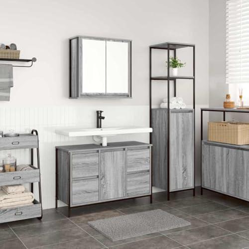INLIFE Badezimmermöbel Set mit Regal 2 pcs Grau Sonoma und Schwarz,Möbel,Schränke,Spiegel- & Waschbeckenunterschränke,Badezimmerwaschtische,Grau,47.1 KG,3328377 INLIFE Badezimmermöbel Set mit Regal 2 pcs Grau Sonoma und Schwarz,Möbel,Schränke,Spiegel- & Waschbeckenunterschränke,Badezimmerwaschtische,Grau,47.1 KG,3328377 von INLIFE