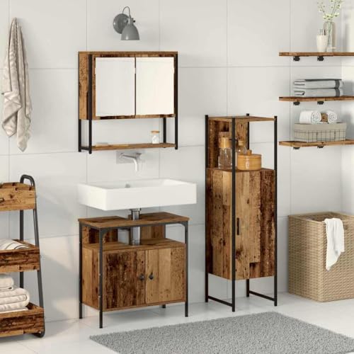 INLIFE Badezimmermöbel Set mit Speicher 3 pcs Braun 33 x 33 x 120.5 cm,Möbel,Möbelgarnituren,Badezimmermöbel-Sets,Braun,43.01 KG,3332566 von INLIFE