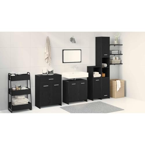 INLIFE Badezimmermöbelset 4 pcs Schwarze Eiche 30 x 30 x 183,5 cm,Möbel,Möbelgarnituren,Badezimmermöbel-Sets,Schwarz,70.2 KG,3332592 von INLIFE