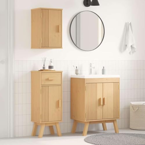 INLIFE Badezimmermöbelset mit Speicher 3 pcs Braun 114 x 43 x 73.5 cm,Möbel,Möbelgarnituren,Badezimmermöbel-Sets,Braun,33 KG,3334189 von INLIFE