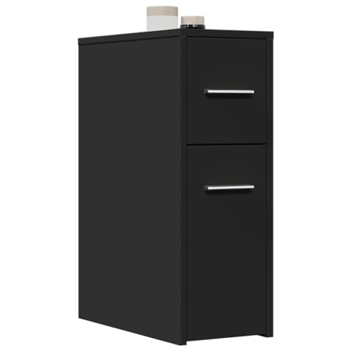 INLIFE Badschrank Schmal mit Rollen Schwarz Holzwerkstoff,Möbel,Schränke,Aufbewahrungsschränke & Schließfächer,Schwarz,16.45 KG,855278 von INLIFE