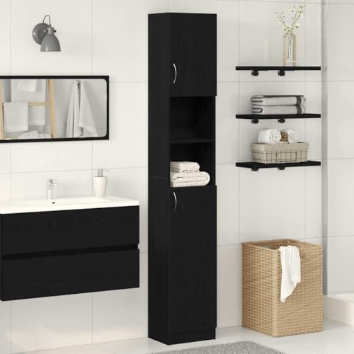 INLIFE Badschrank Schwarz Eichen-Optik 32x25,5x190 cm Holzwerkstoff,Möbel,Möbelgarnituren,Badezimmermöbel-Sets,Schwarz,23 KG,862015 INLIFE Badschrank Schwarz Eichen-Optik 32x25,5x190 cm Holzwerkstoff,Möbel,Möbelgarnituren,Badezimmermöbel-Sets,Schwarz,23 KG,862015 von INLIFE
